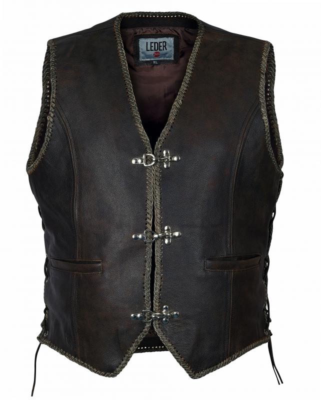 LEDER24H Leather Vest in brown 1050-BR