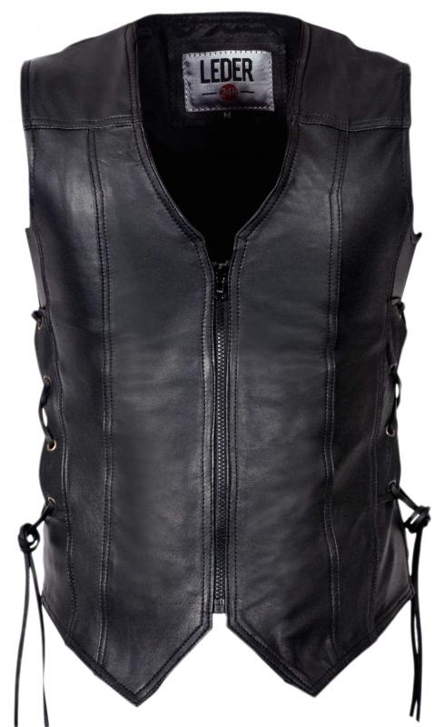 Ladies Leather Vest in Black 1072