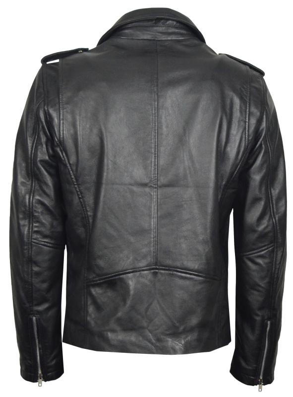 LEDER24H  Leather jacket with soft antique black leather 9006