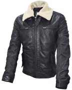 Soft leather jacket with fur collar 9015