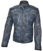 Leather jacket soft leather vintage blue 9005