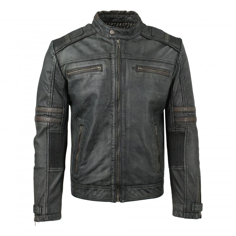 LEDER24H Leather jacket soft leather vintage grey 9006