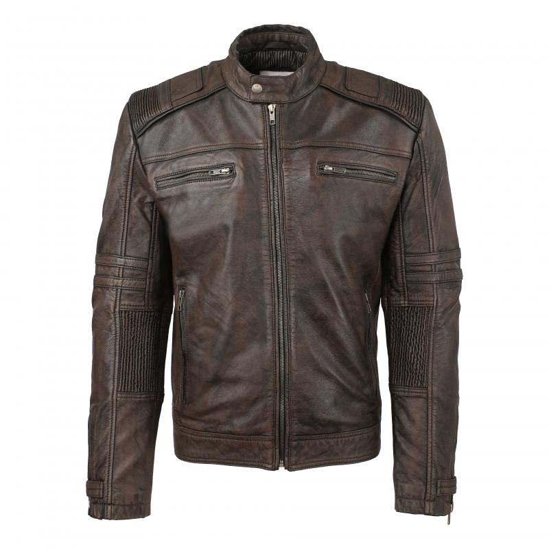 Jacket from smooth light leather brown 9007