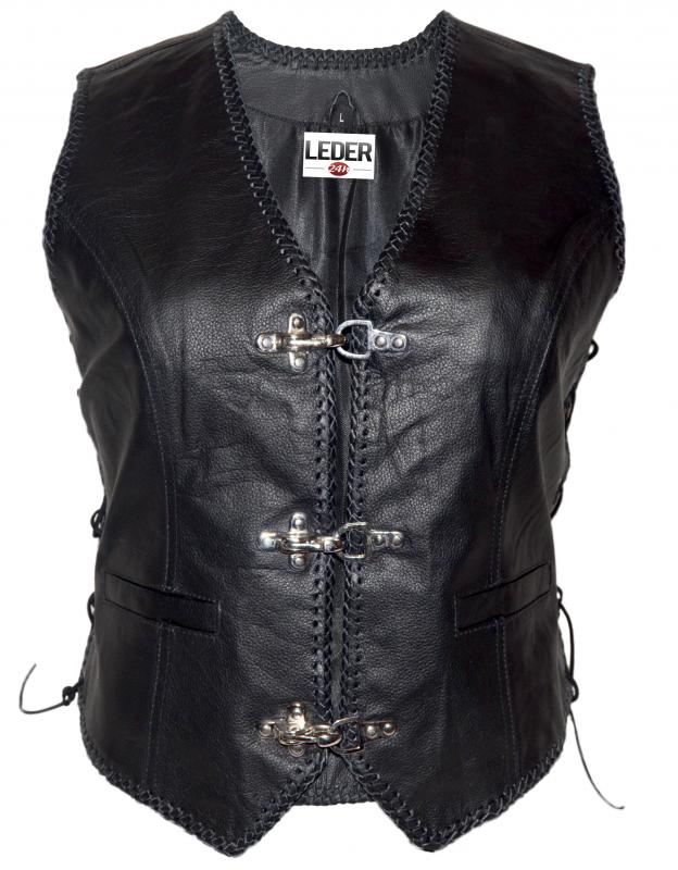 Ladies Leather Vest in black 1070