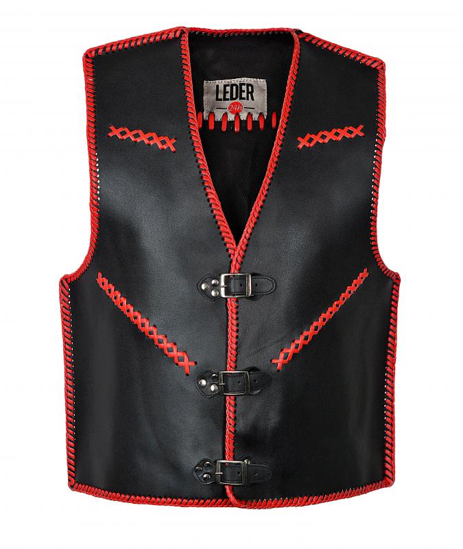 LEDER24H  Leather vest with pattern 1084