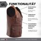 Preview: Side view of the men's leather vest with adjustable sides for a custom fit