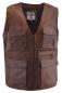 Preview: Men's outdoor leather vest made of shiny lambskin with front zip and six outside pockets