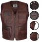 Preview: Close-up of the leather texture of the outdoor vest made of soft, shiny lambskin leather for stylish wearing
