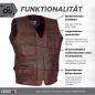 Preview: Side view of the men's outdoor leather vest with adjustable side cords for a custom fit