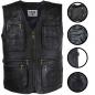 Preview: Close-up of the leather structure of the black outdoor vest made of soft, shiny lambskin leather for stylish wearing