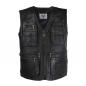 Preview: Black men's outdoor leather vest made of shiny lambskin with front zipper and 10 outside pockets