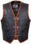 Preview: Leder24h leather vest 1036 biker vest black orange with snap hook