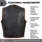 Preview: Leder24h leather vest 1036 biker vest black orange with biker cut wearable over jacket