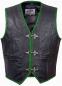Preview: Leder24h leather vest 1038 biker vest black green with snap hook