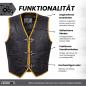 Preview: Leder24h leather vest 1039 biker vest black yellow made of genuine leather