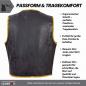 Preview: Leder24h leather vest 1039 biker vest black yellow with biker cut wearable over jacket