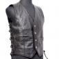 Preview: Leder24h leather vest with snap fasteners 1053 black for motorcyclists