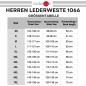 Preview: leder24h 1066 Men's Leather Vest Size Chart