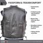 Preview: Back view of the men's leather vest in classic biker look with contrasting design 1045