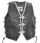 Preview: Men's leather vest made of high-quality cowhide in black and white with snap hook closure and side cords