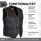 Preview: Detail of the side lacing of the leather vest for men in brown 1050 leder24h