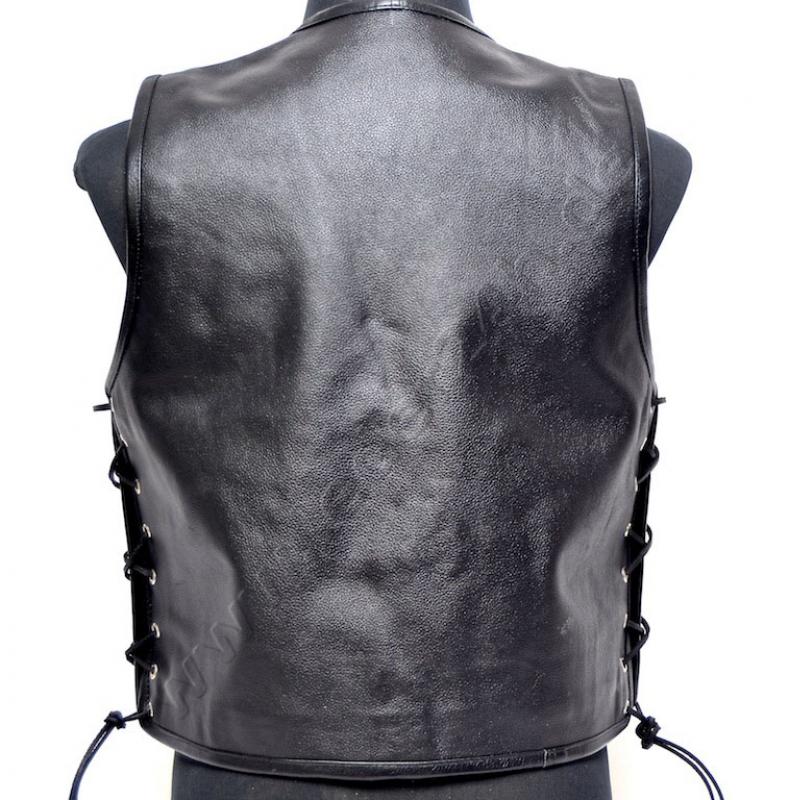 LEDER24H Leather Vest in Black 1014