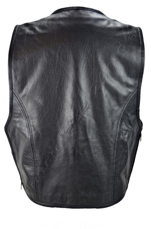 LEDER24H Leather vest with zippers 1020