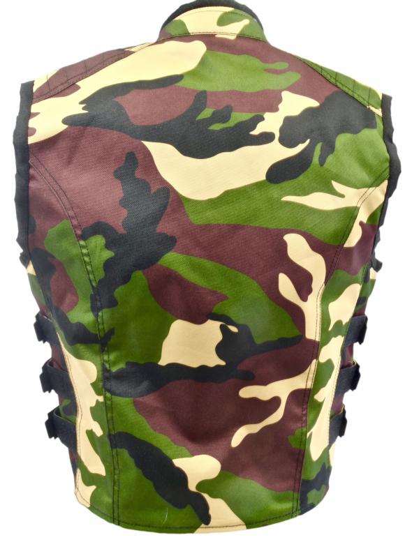 Leder24h Camouflage Weste mit Reißverschluss grün 1090