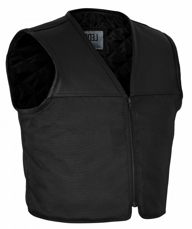 LEDER24H Leather-textile vest with velcro strips 1097