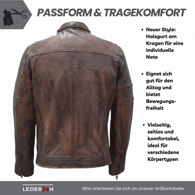 Leder24h men's leather jacket brown biker outfit clothing