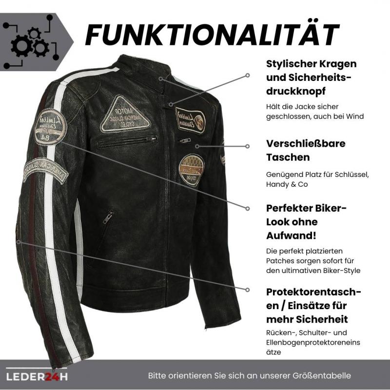 Leder24h Leather Jacket motorcycle protector jacket 2070