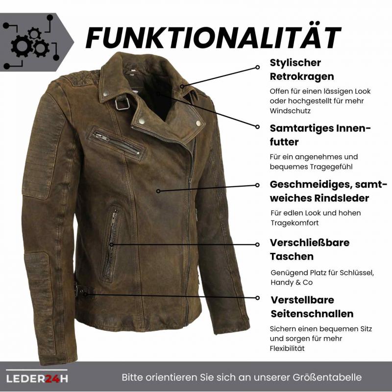 leder24h men's leather jacket brown retro side