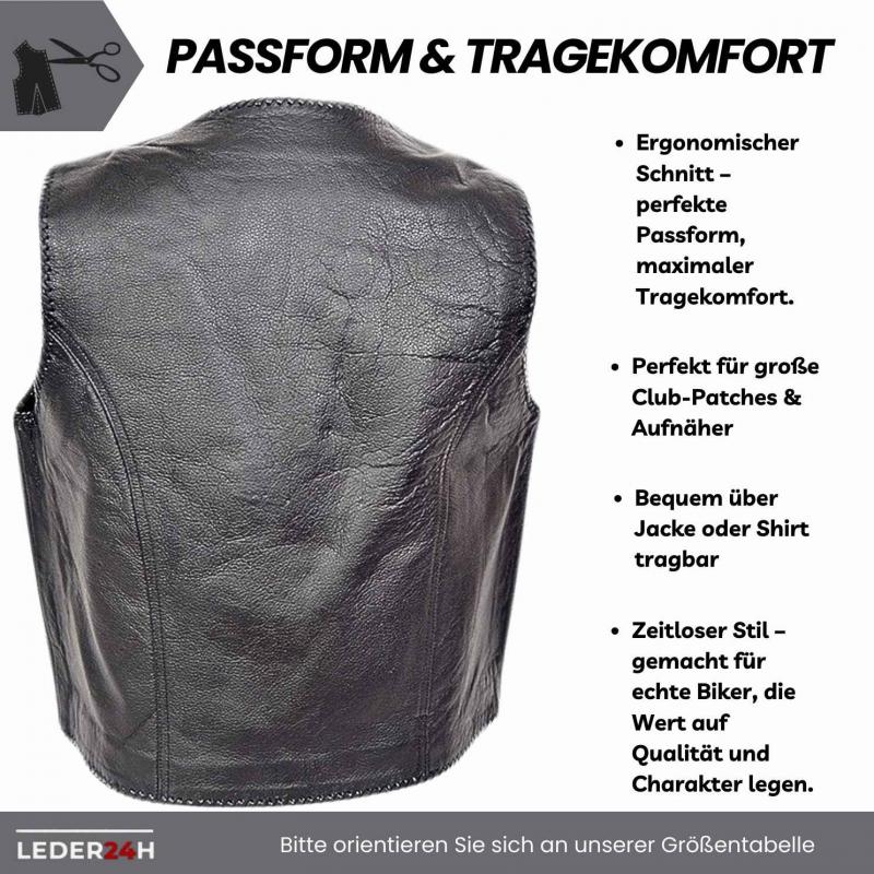 Preview: Back view of the leder24h leather vest 1051 cut and fit for men