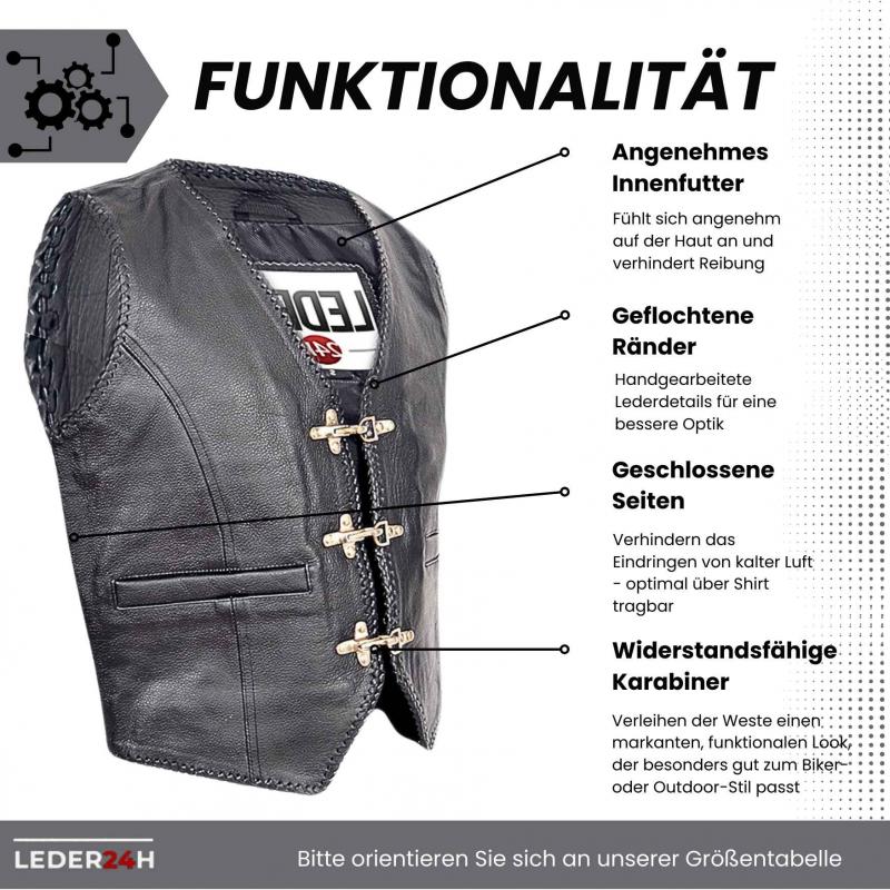 Preview: Side view of the leder24h leather jacket 1051 with snap hook for men