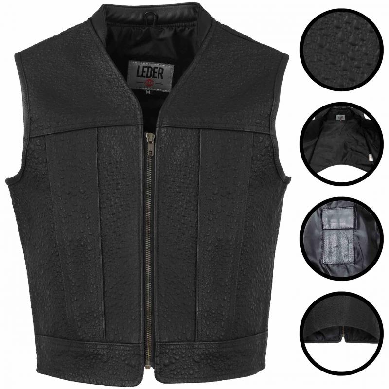Detail of the back, the surface, the inside pocket biker vest 1060