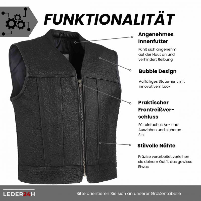 Biker vest men made of cowhide leather motorcycle vest biker vest side view
