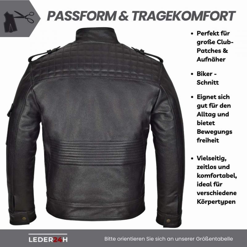 leder24h leather jacket biker jacket black motorcycle rear