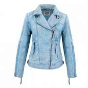 Leder24h Ladies Leather Jacket light blue 2053