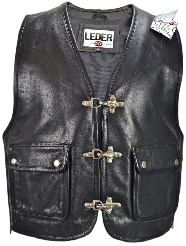 LEDER24H Leather vest with zippers 1020