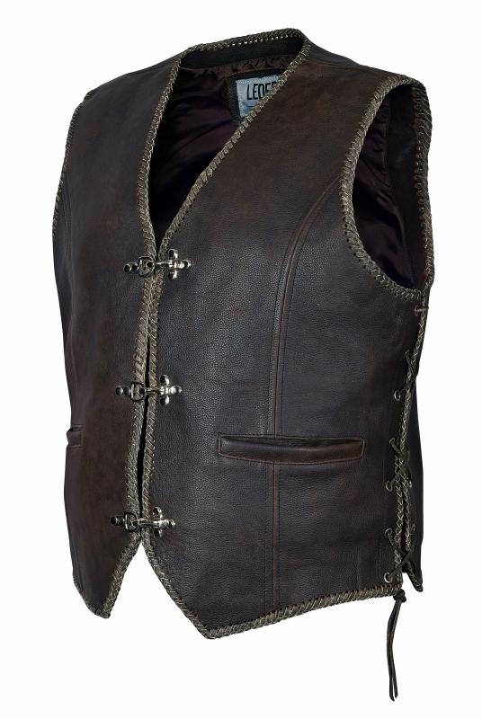 LEDER24H Leather Vest in brown 1050-BR