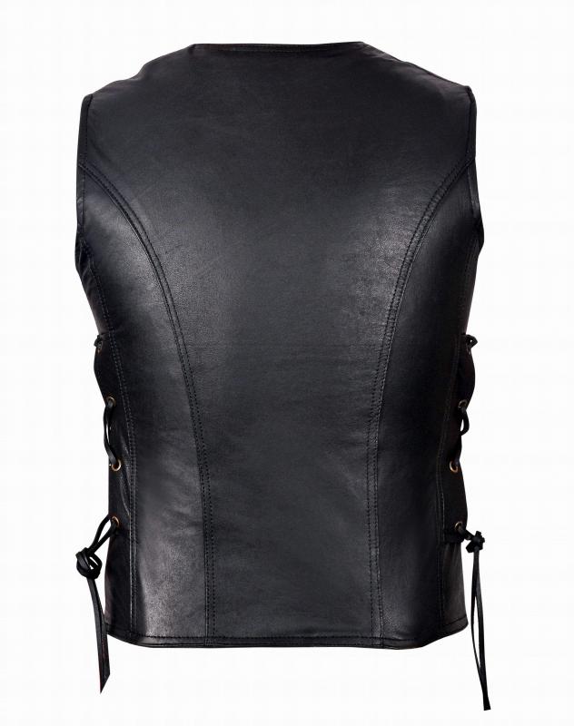 Ladies Leather Vest in Black 1072