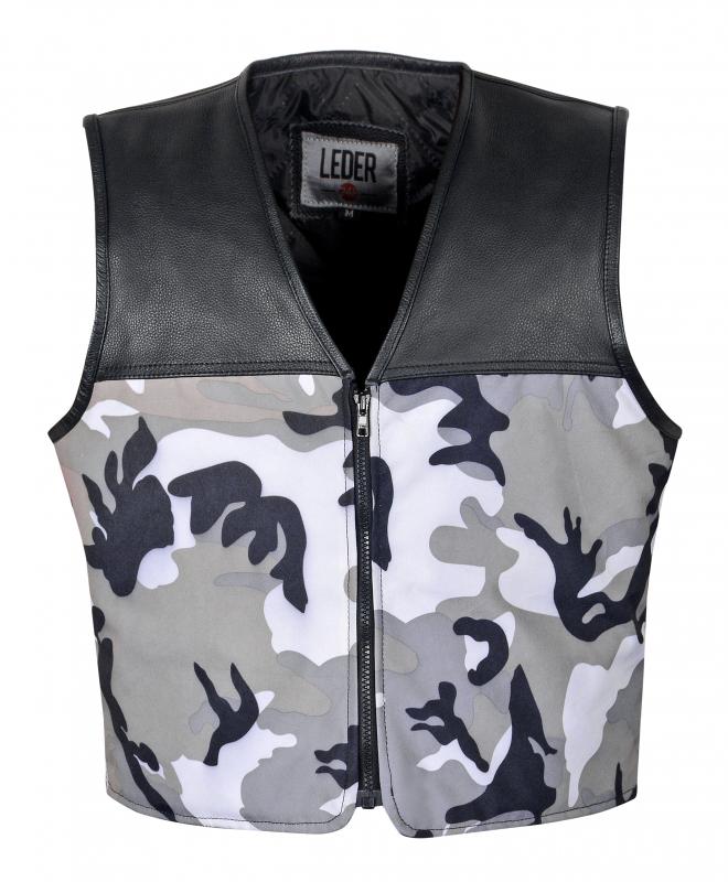 LEDER24H Leather Como Vest gray 1096