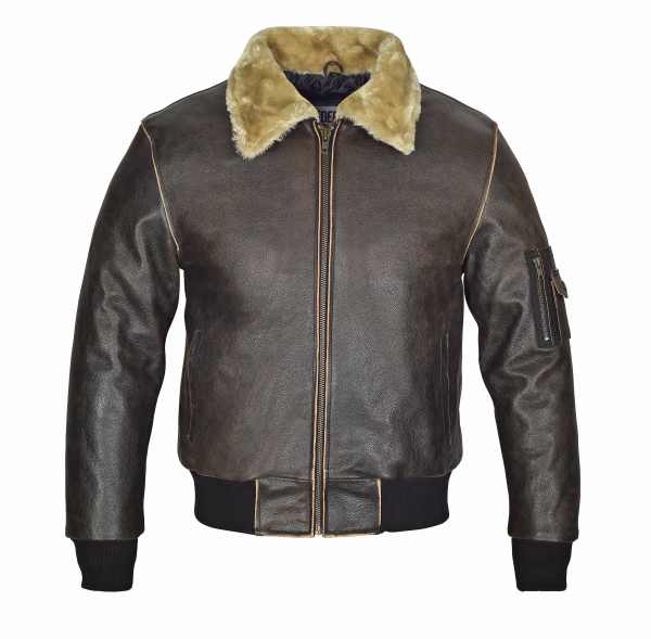 Leder24h Leather jacket with fur collar 2020