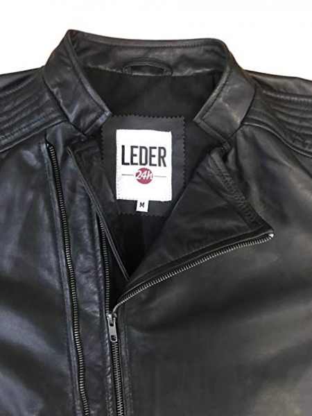 LEDER24H Lamm-Lederjacke Schwarz 9040