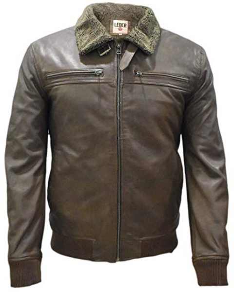 LEDER24H Leather jacket with Fur lining 9010