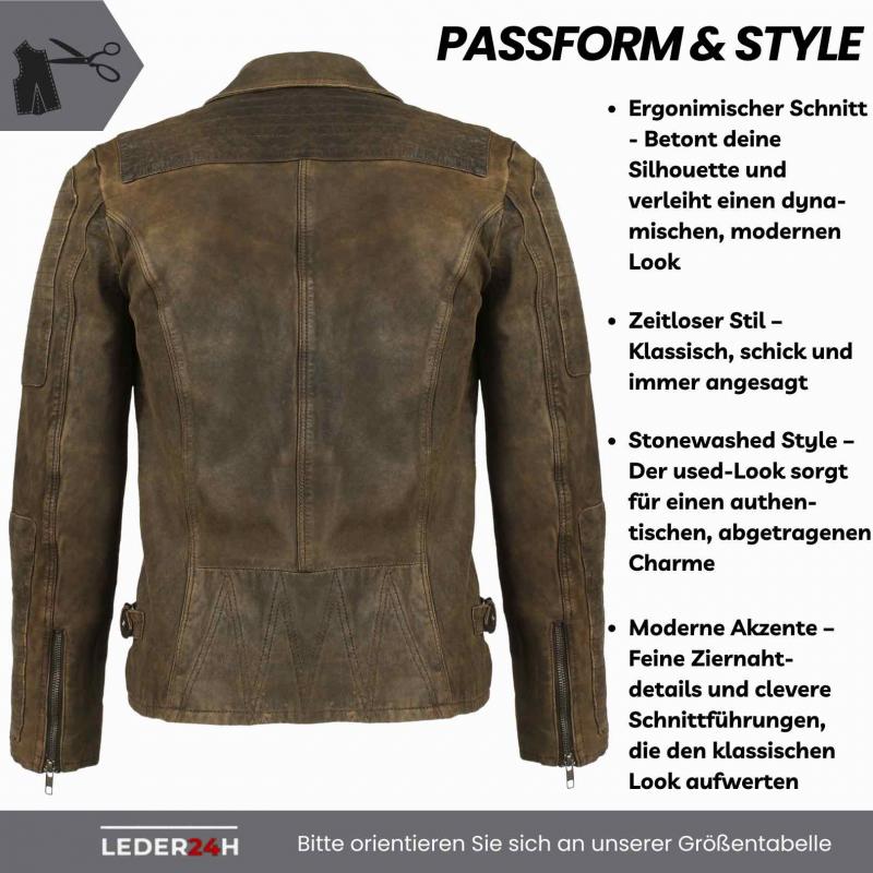 leder24h men's leather jacket brown retro back