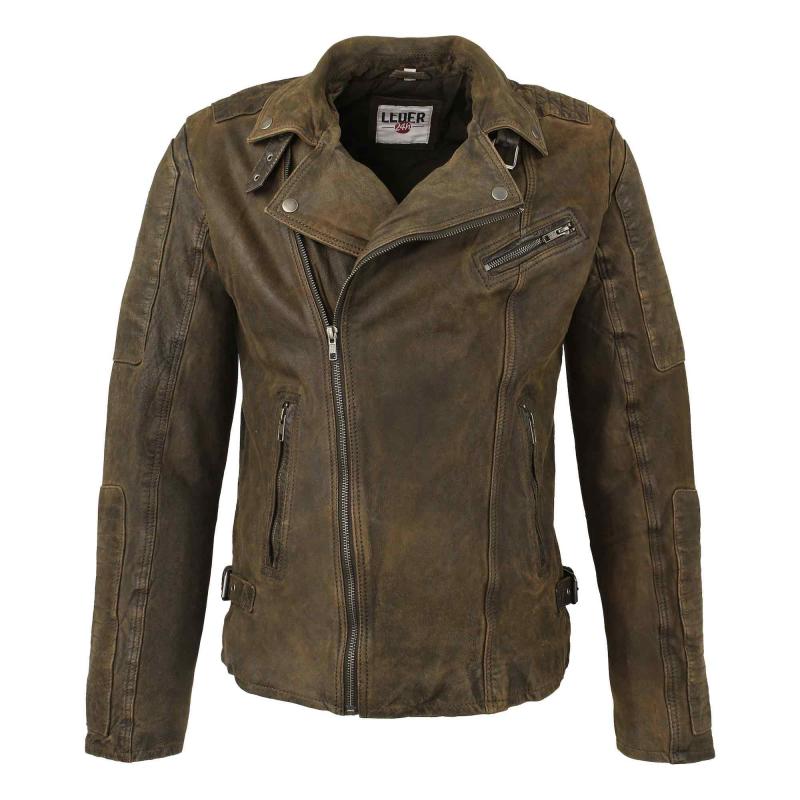 leder24h men's leather jacket brown retro front