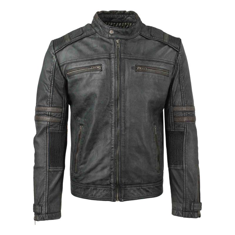 leder24h men's leather jacket grey vintage light soft leather