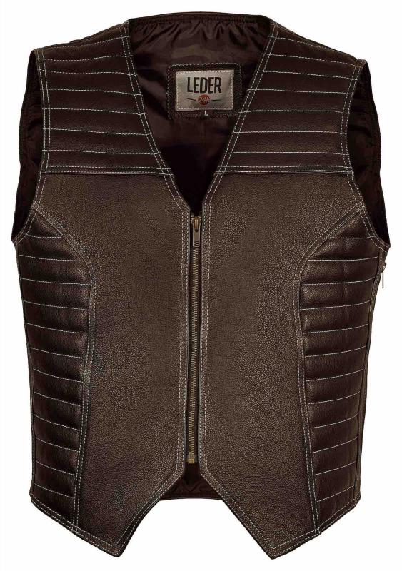 Leder24h 1026 men's leather vest made of genuine leather in brown