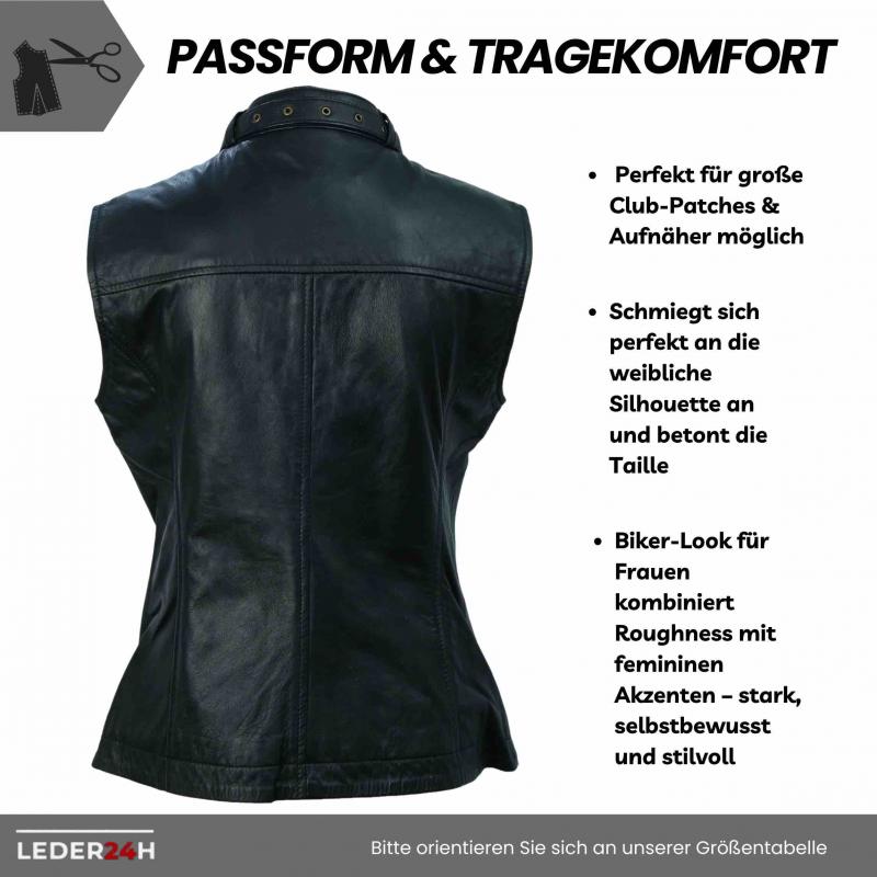 Leder24h women's leather vest 1071 Emo Deathrocker Victorian Goth